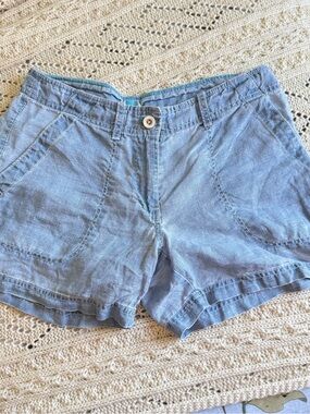 Light Blue Women's 100% Linen Casual Shorts